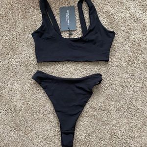 Pretty Little Thing black high leg bikini